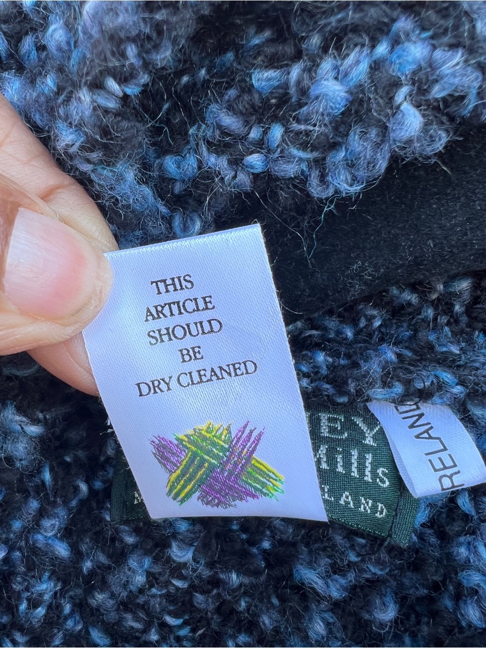 Branigan Weavers Irish Wool Bouclé Cape Attached Scarf Blue One Size Cottage - Picture 8 of 10